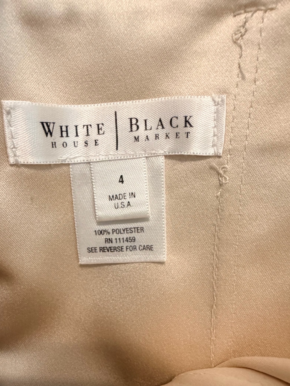 White House Black Market Strapless Satin Lace Dress Cream Black - Picture 7 of 9